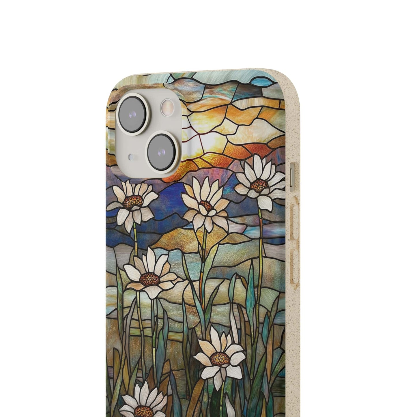 Stepping Green Phone Case Stained Glass Daisies Bio Case
