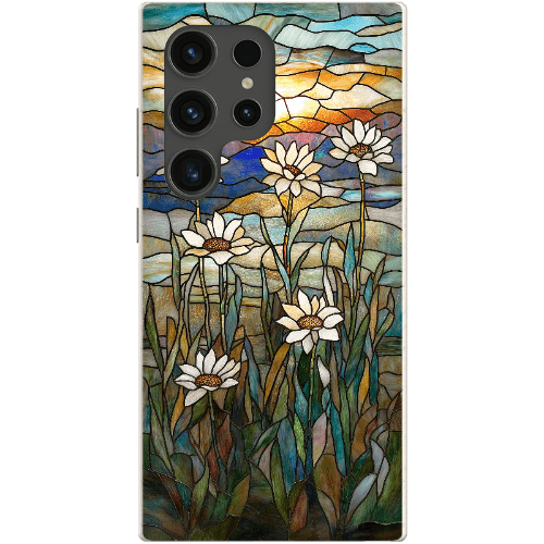 Stepping Green Phone Case Stained Glass Daisies Bio Case