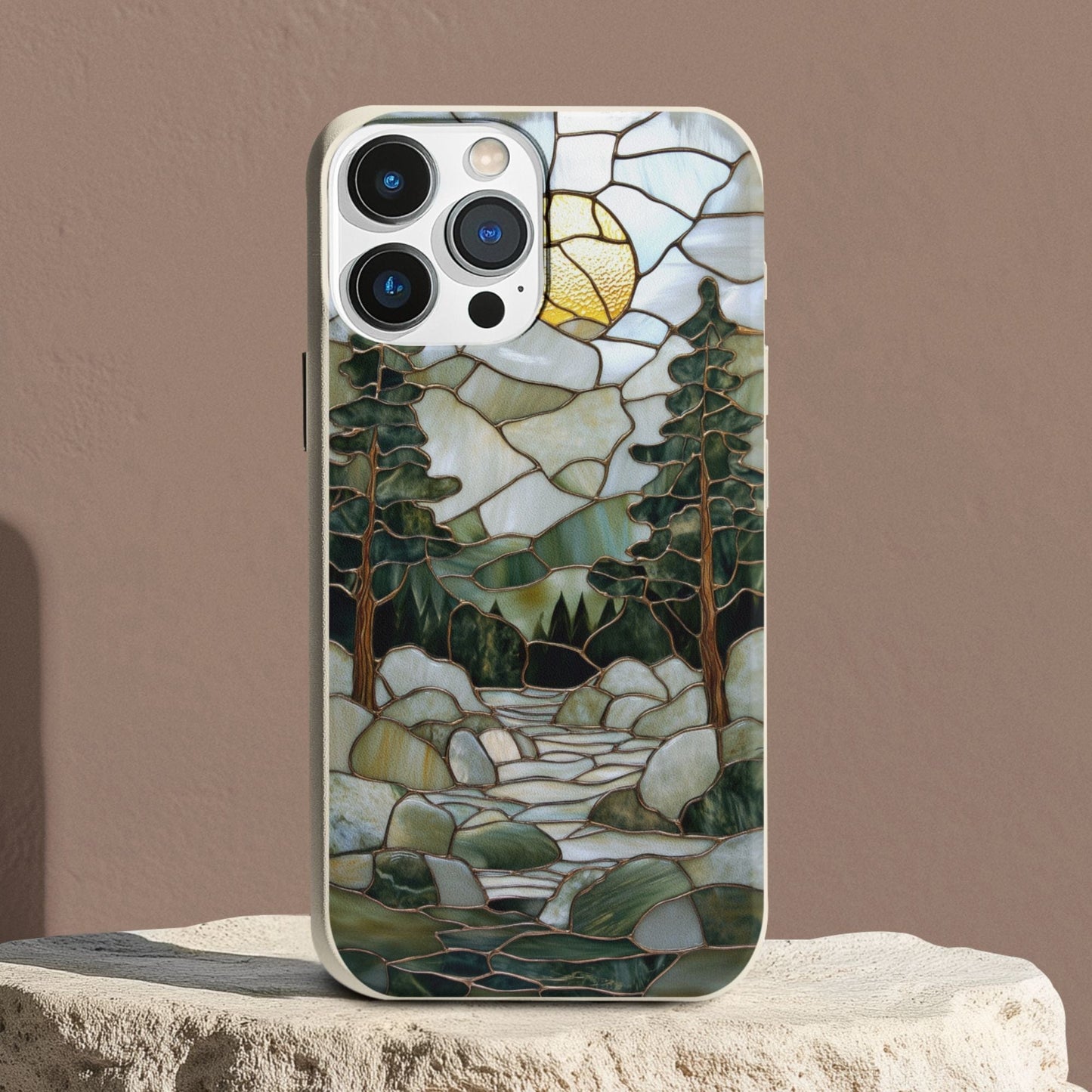 Stepping Green Phone Case Stained Glass Mountain Creek 1 Bio Case