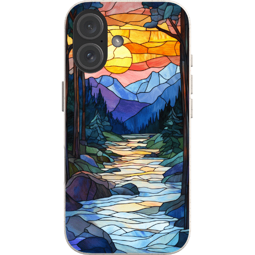 Stepping Green Phone Case Stained Glass Mountain Sunset Bio Case