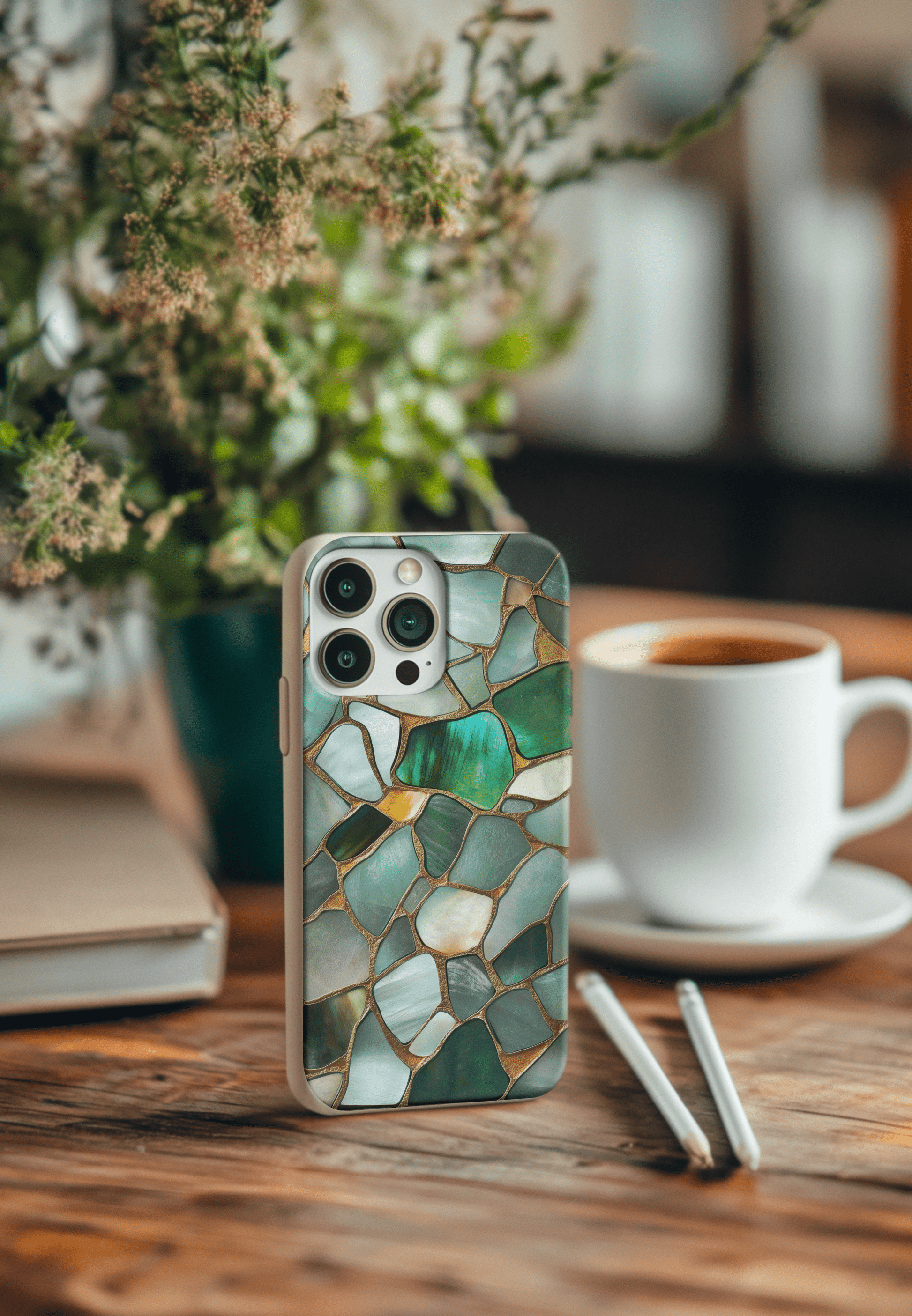 Stepping Green Phone Case Stained Glass Sea Glass Bio Case