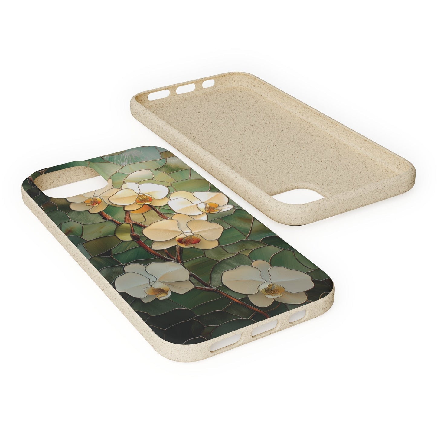 Stepping Green Phone Case Stained Glass White Orchid Bio Case