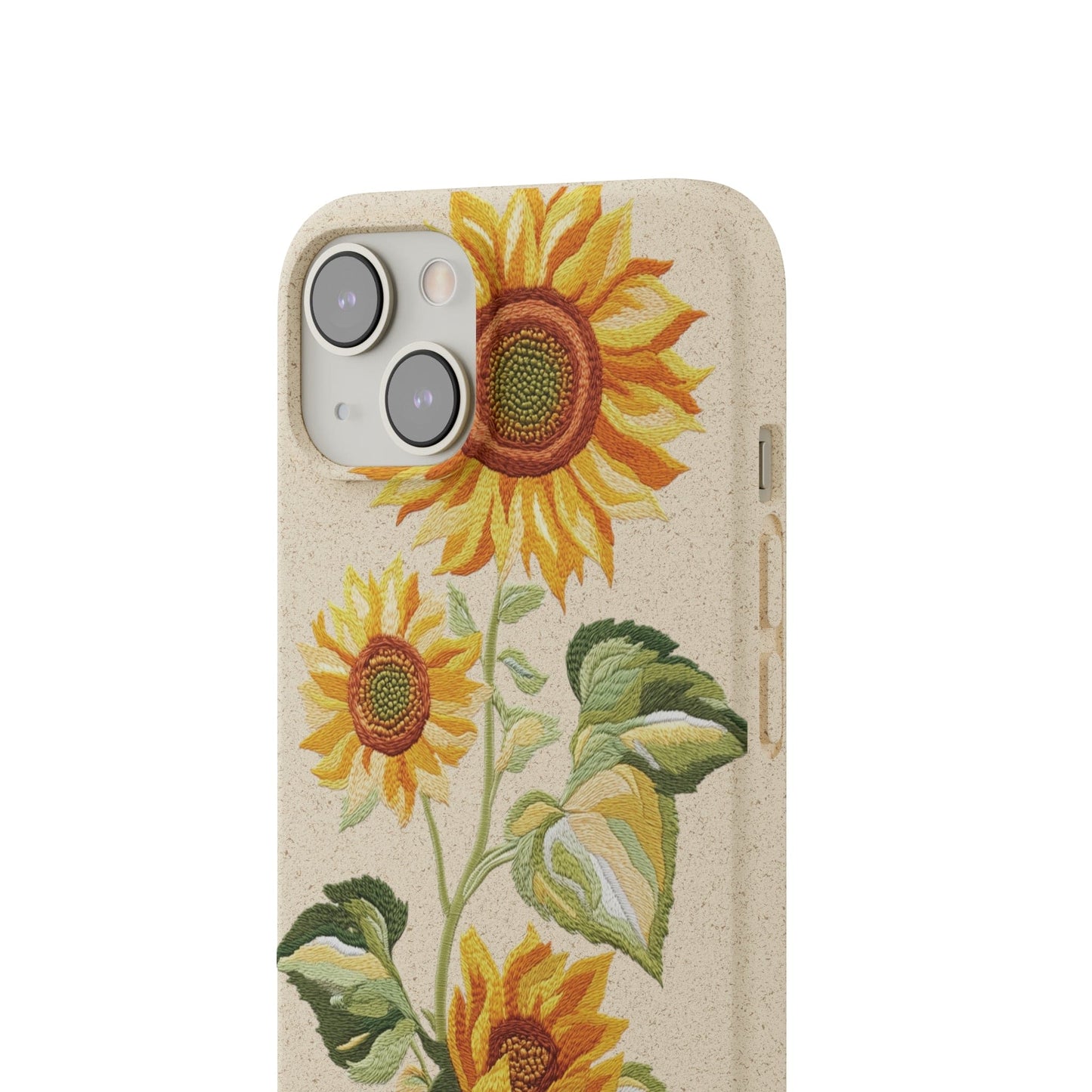 Stepping Green Phone Case Sunflowers Embroidered Look Bio Case