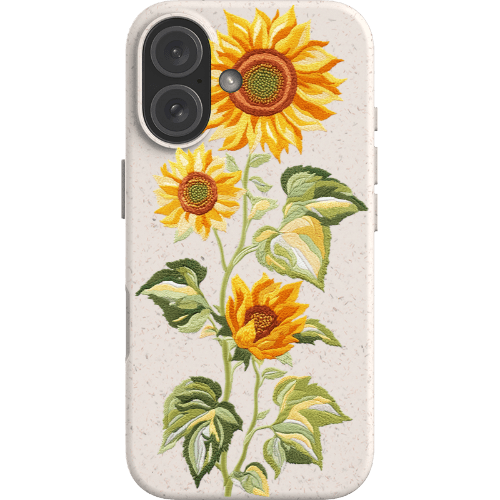 Stepping Green Phone Case Sunflowers Embroidered Look Bio Case