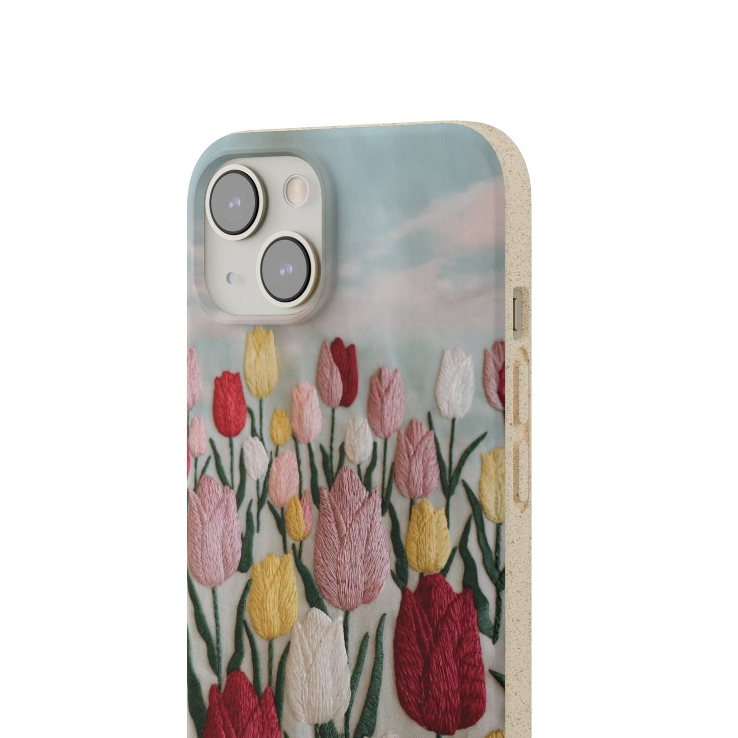 Stepping Green Phone Case Tulip Embroidered Look Bio Case