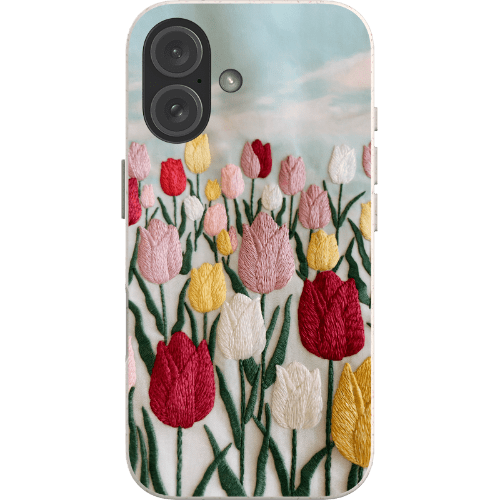 Stepping Green Phone Case Tulip Embroidered Look Bio Case