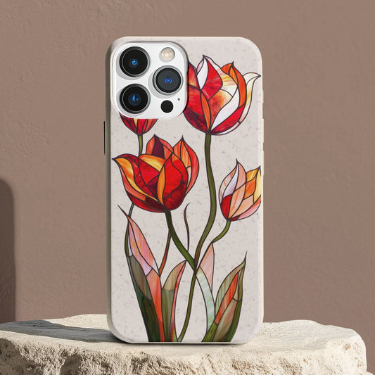 Stepping Green Phone Case Tulip Stained Glass Bio Case