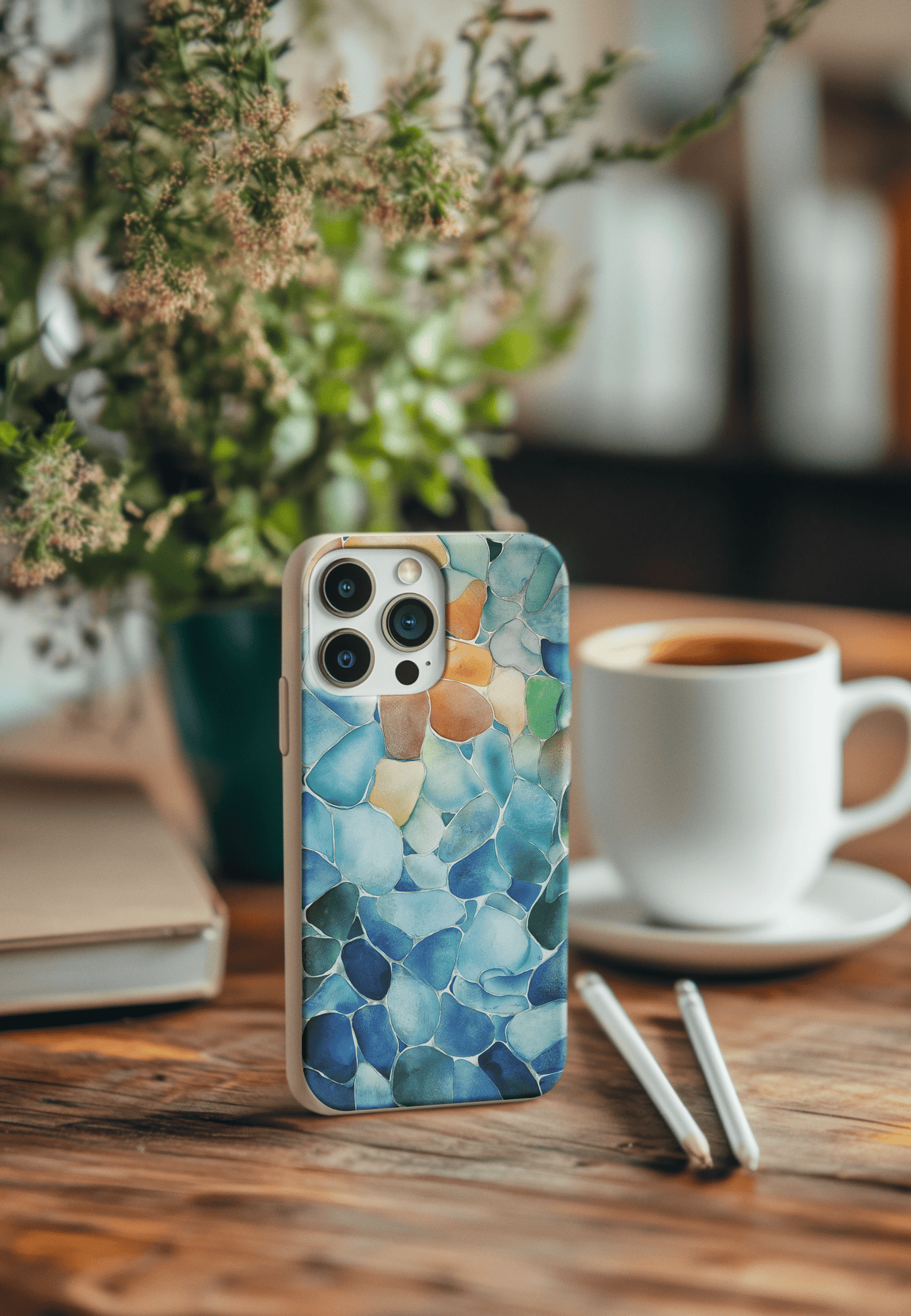 Stepping Green Phone Case Watercolor Sea Glass Bio Case