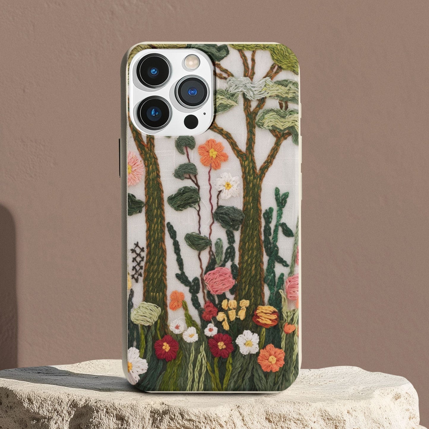Stepping Green Phone Case Wildflower Forest Embroidered Look Bio Case