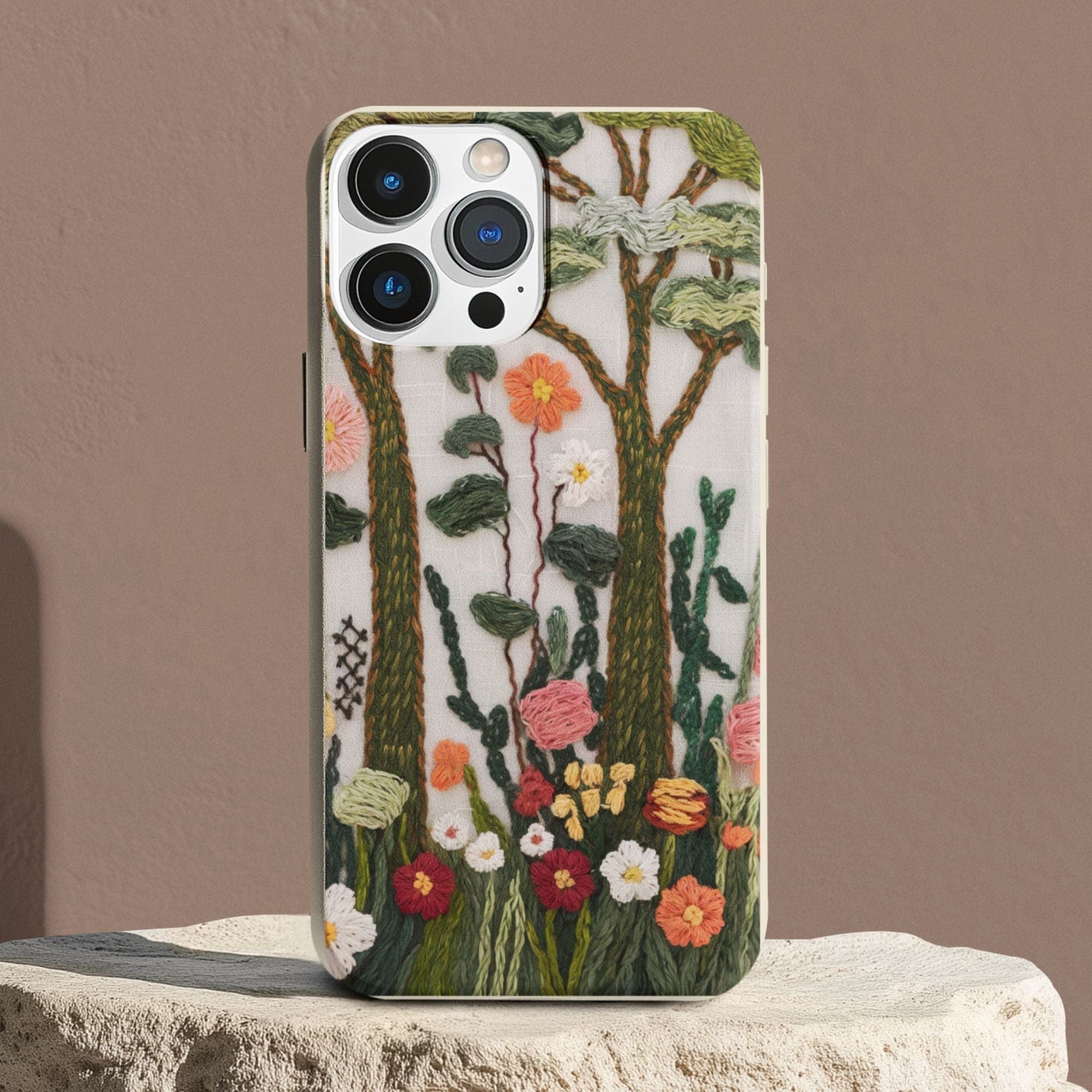 Stepping Green Phone Case Wildflower Forest Embroidered Look Bio Case