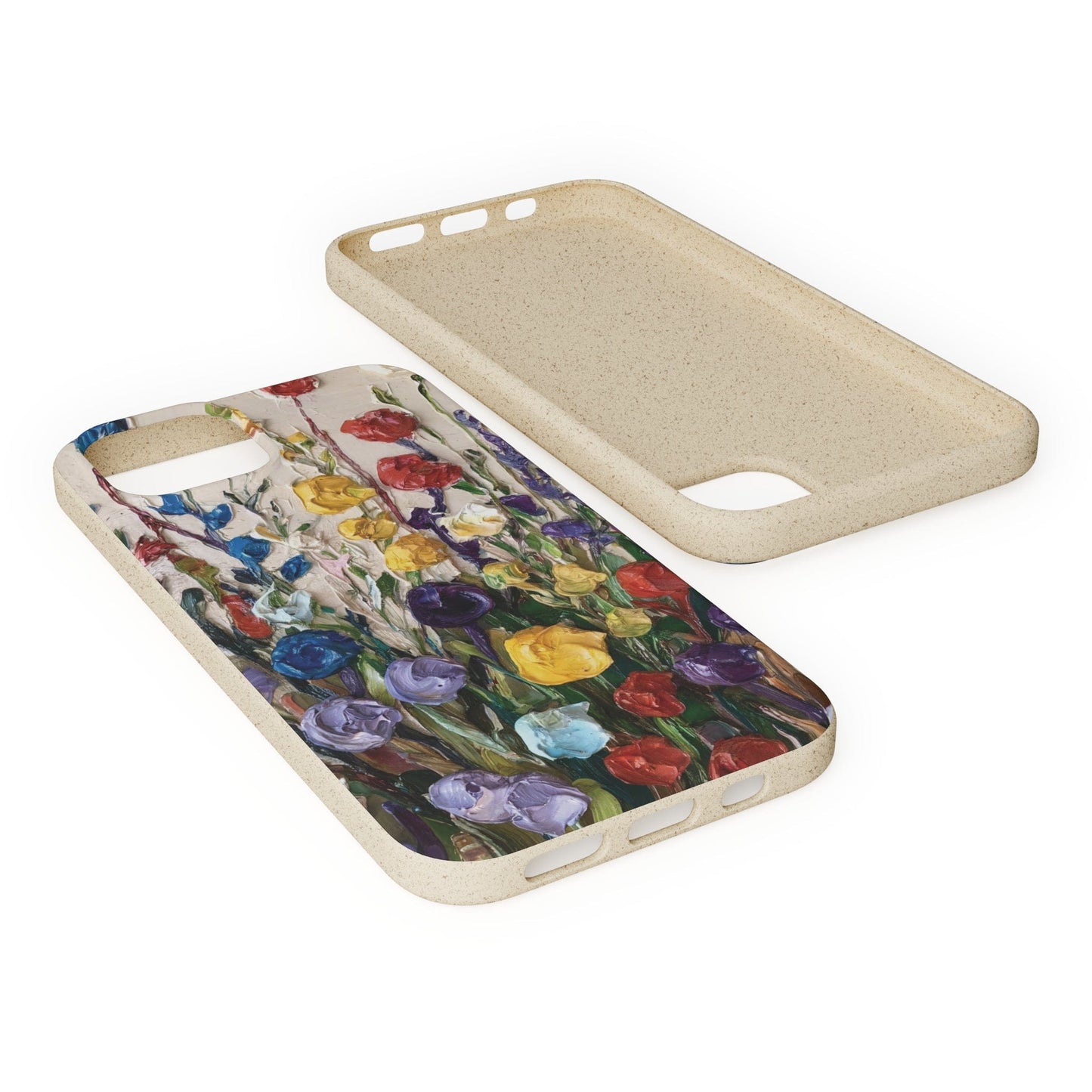 Stepping Green Phone Case Wildflowers Oil Painting Bio Case