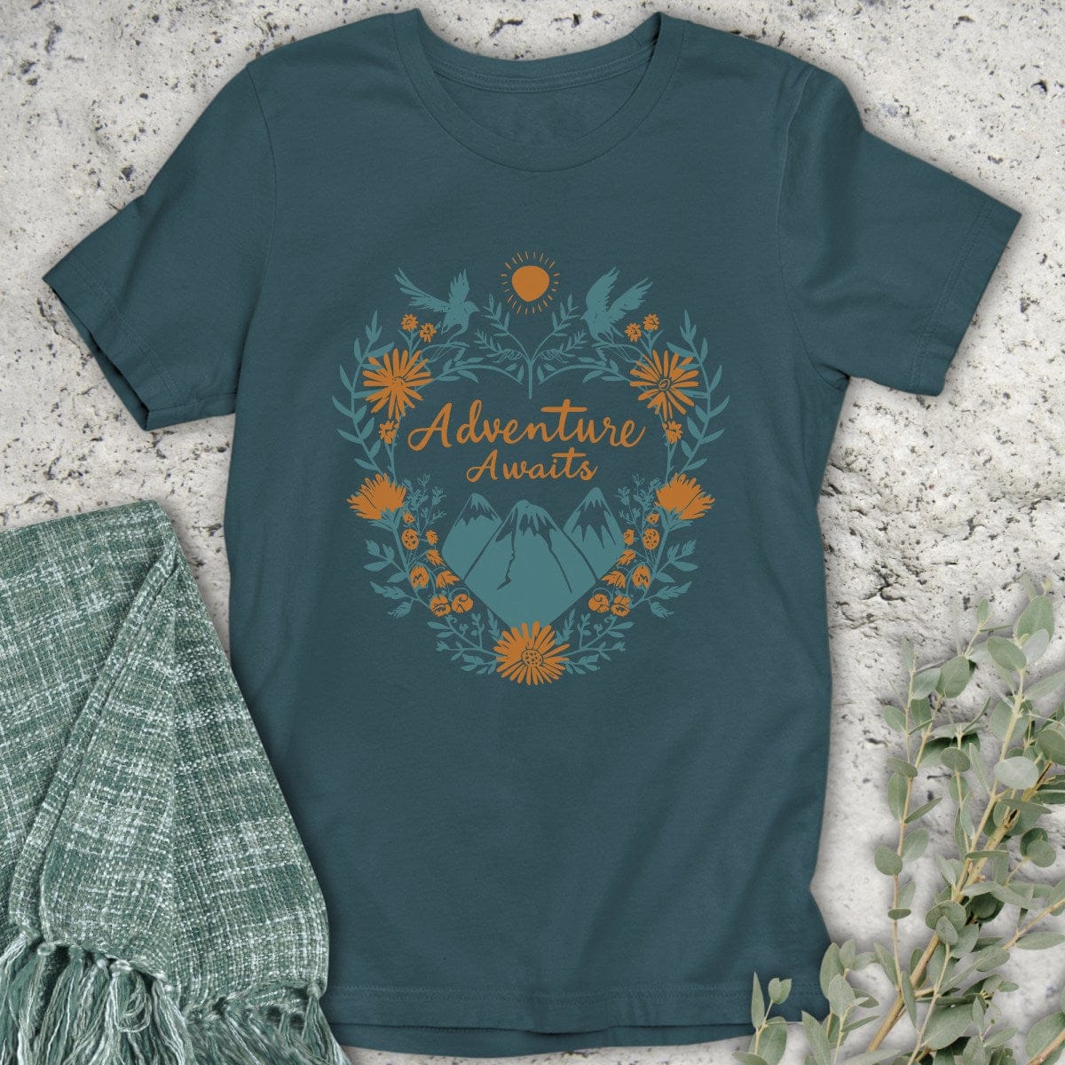 Stepping Green T-Shirt Adventure Awaits Organic T-Shirt