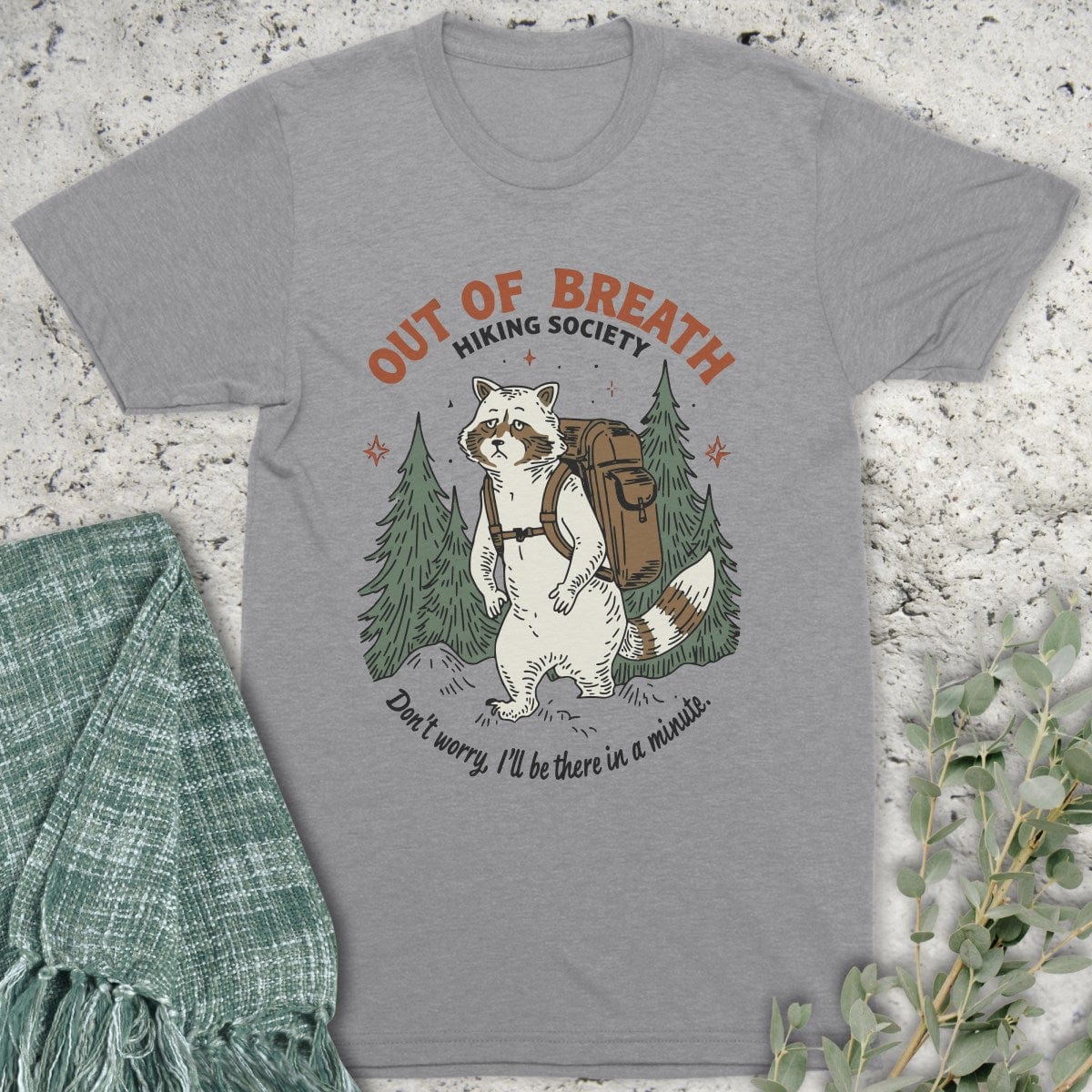 Stepping Green T-Shirt Albino Racoon Hiking Society T-Shirt