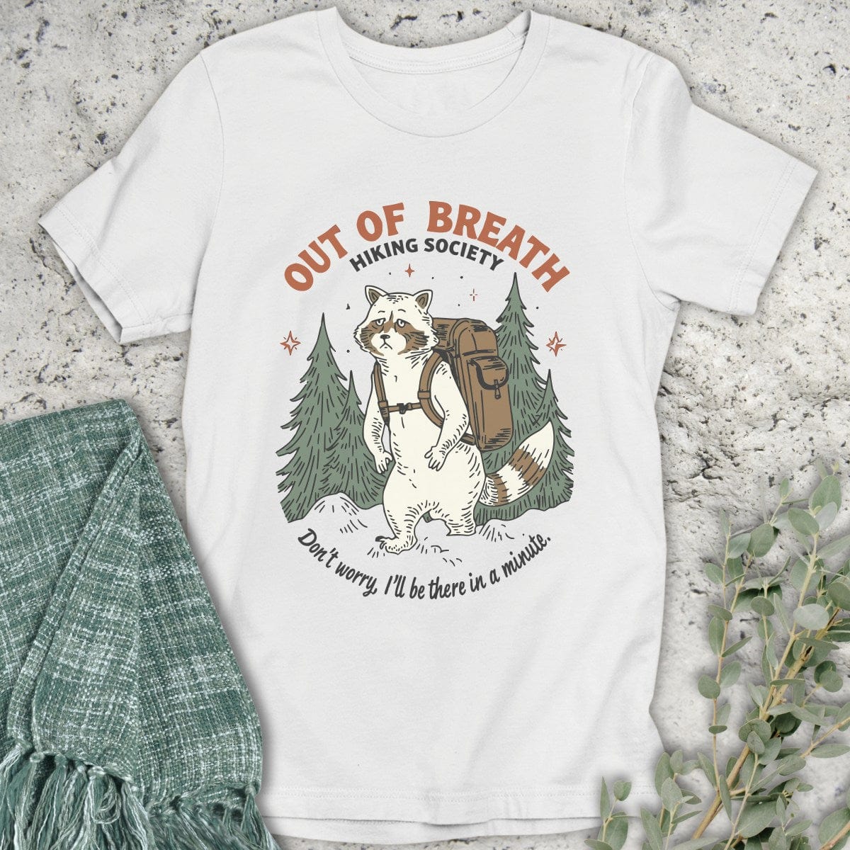 Stepping Green T-Shirt Albino Racoon Hiking Society T-Shirt