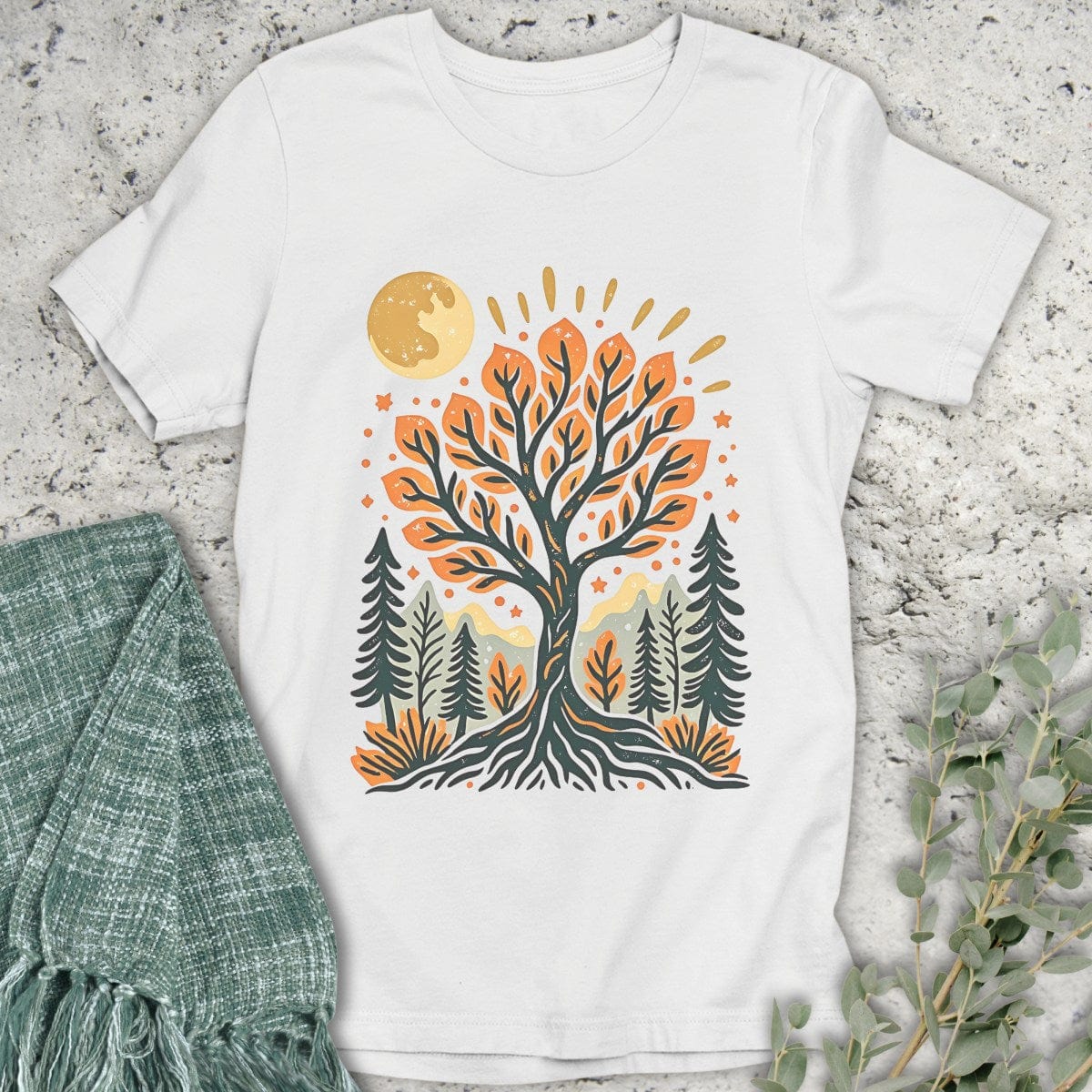 Stepping Green T-Shirt Autumn Tree T-Shirt