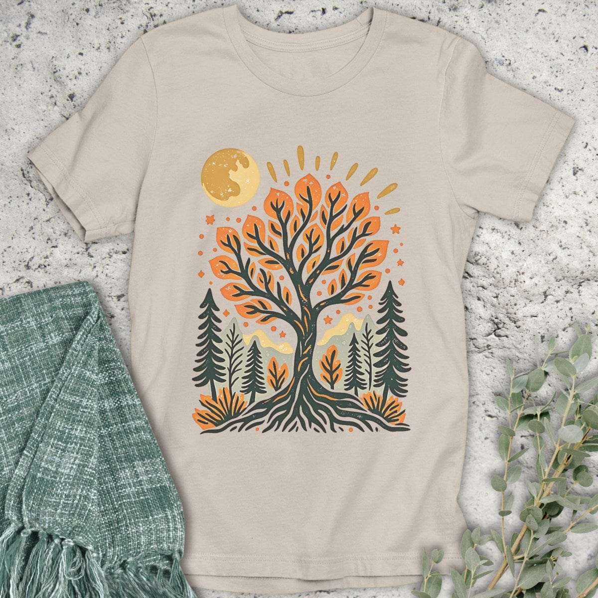 Stepping Green T-Shirt Autumn Tree T-Shirt