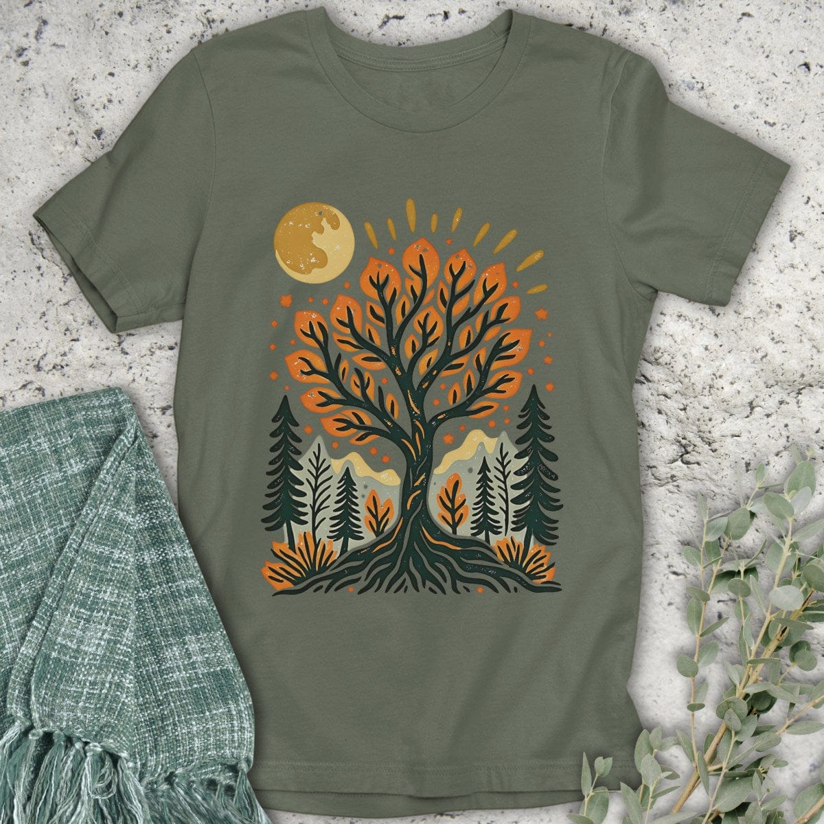 Stepping Green T-Shirt Autumn Tree T-Shirt