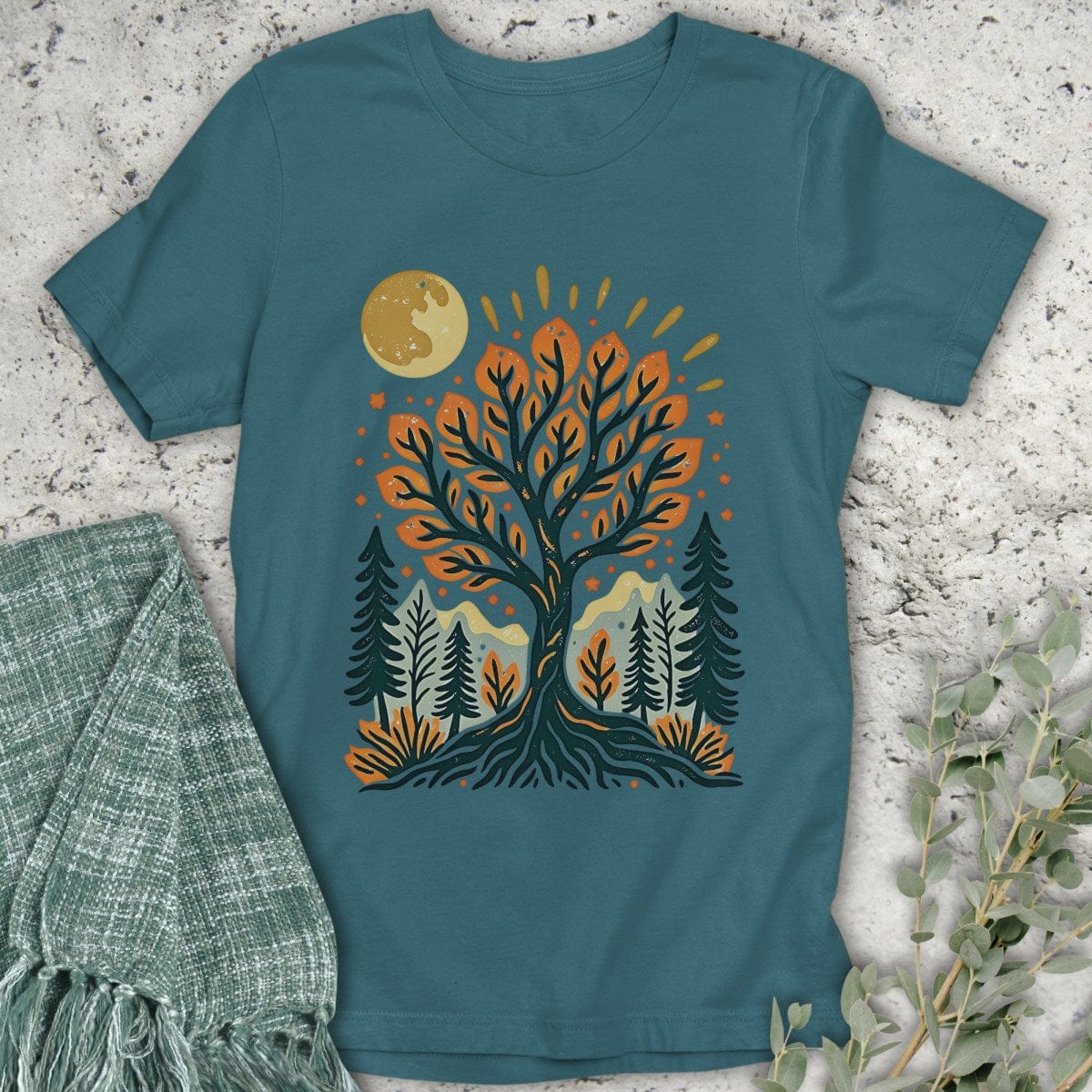Stepping Green T-Shirt Autumn Tree T-Shirt