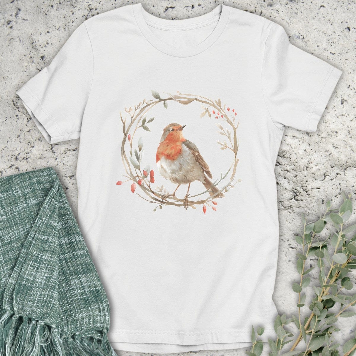 Stepping Green T-Shirt Bird Wreath T-Shirt