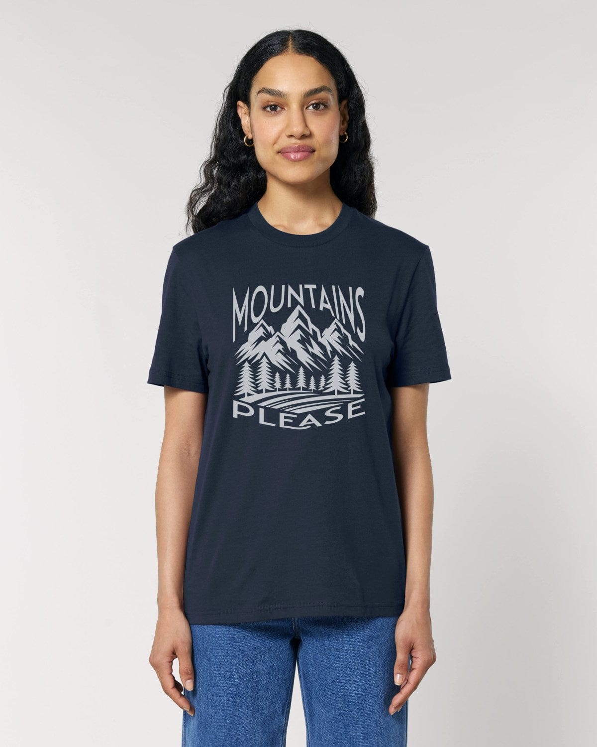 Stepping Green T-Shirt Black and White Mountains Please T-Shirt