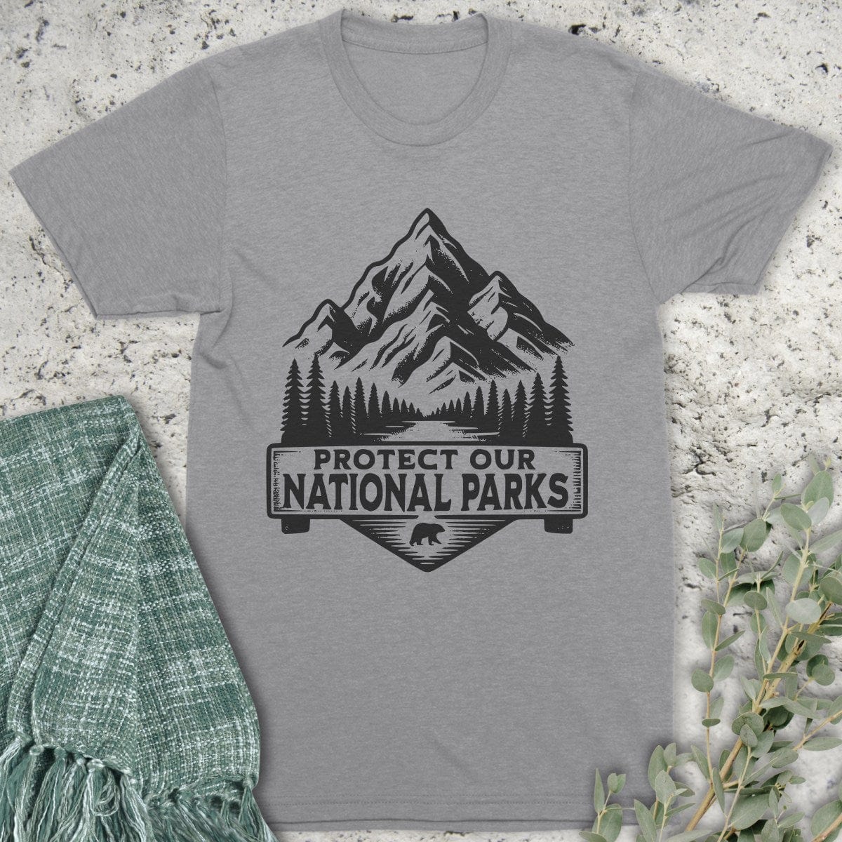 Stepping Green T-Shirt Black and White Protect Parks T-Shirt