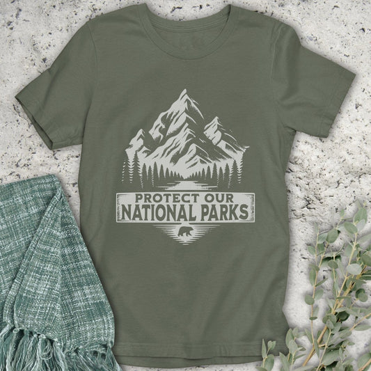 Stepping Green T-Shirt Black and White Protect Parks T-Shirt