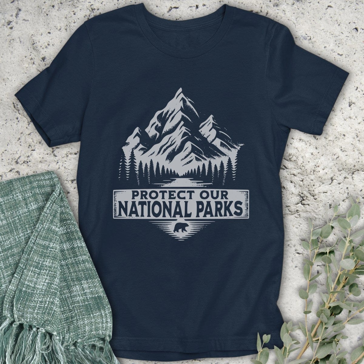 Stepping Green T-Shirt Black and White Protect Parks T-Shirt
