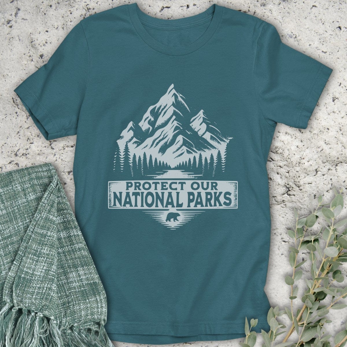 Stepping Green T-Shirt Black and White Protect Parks T-Shirt