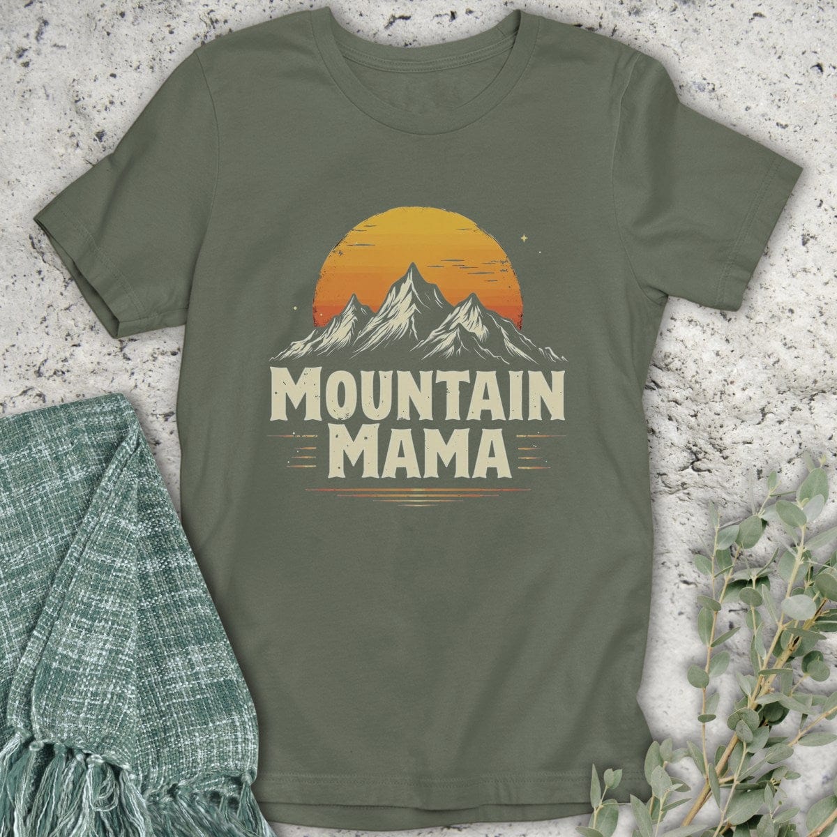 Stepping Green T-Shirt Block Mountain Mama T-Shirt