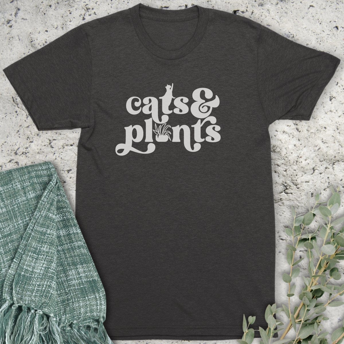 Stepping Green T-Shirt Cats and Plants Organic T-Shirt