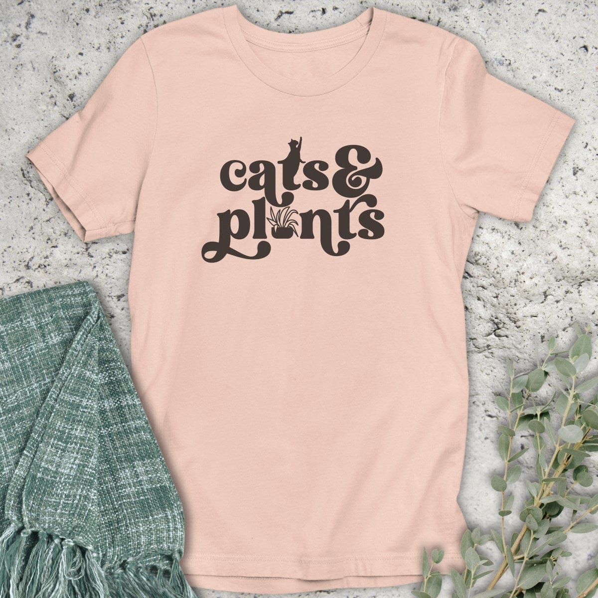 Stepping Green T-Shirt Cats and Plants T-Shirt