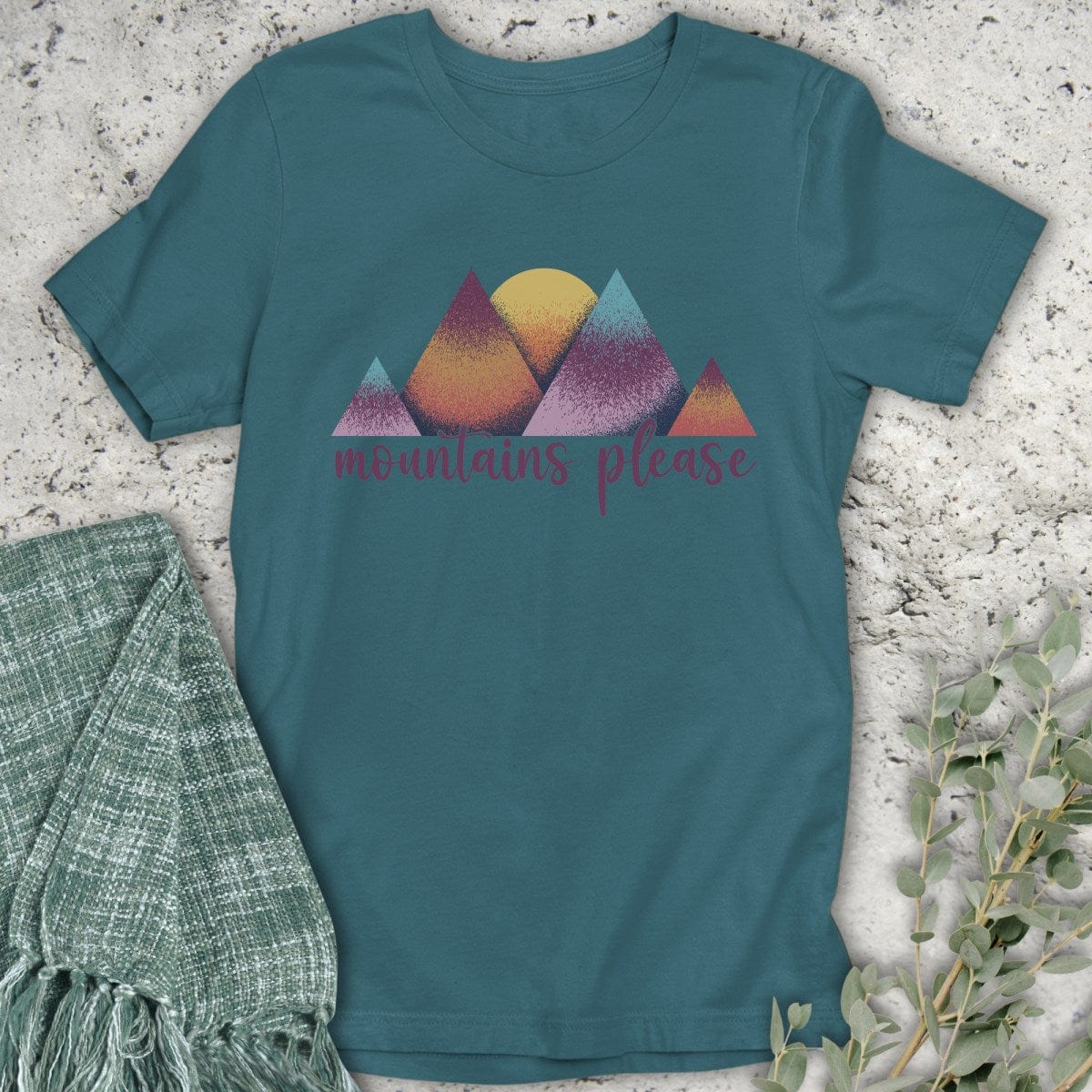 Stepping Green T-Shirt Colorful Mountains Please T-Shirt