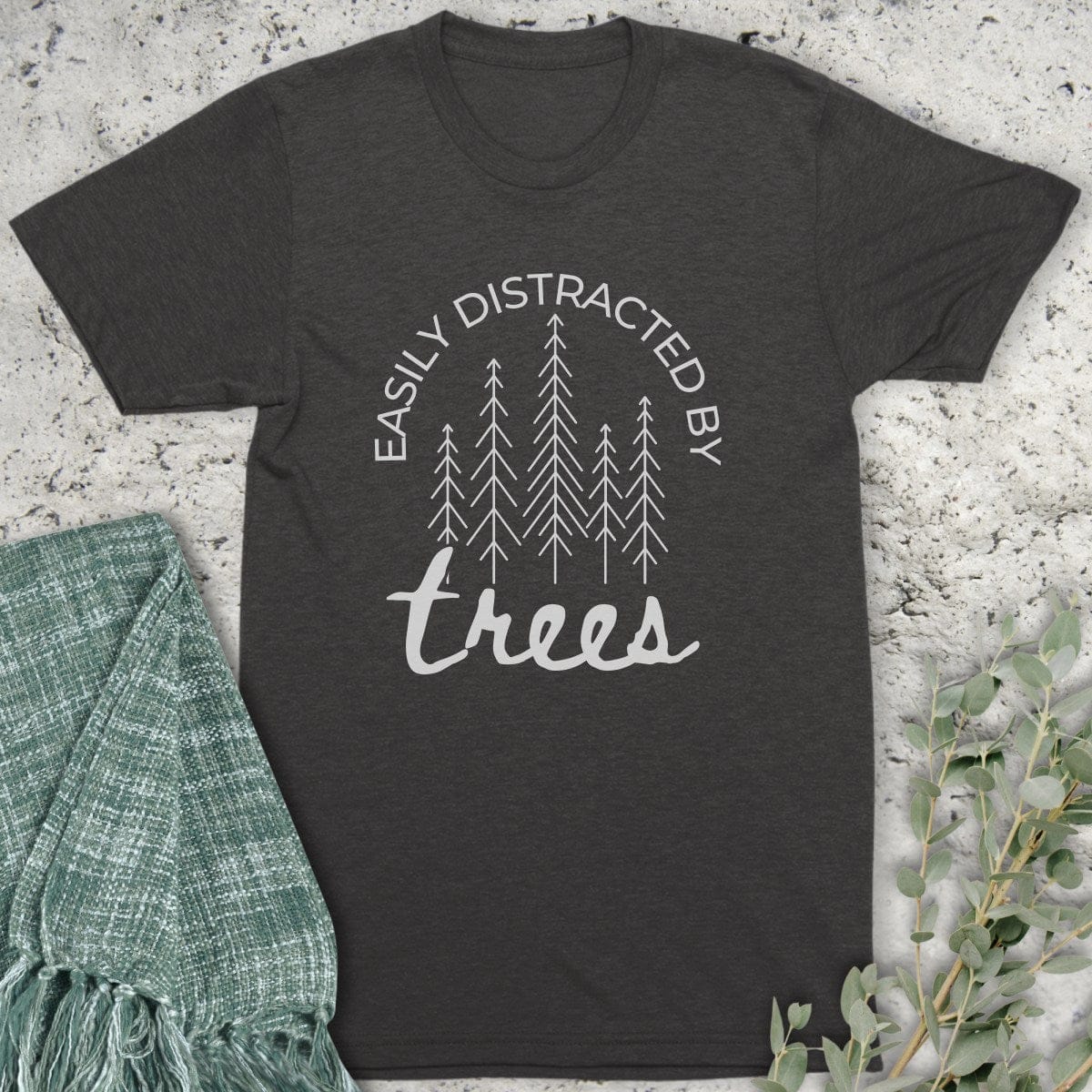 Stepping Green T-Shirt Distracted by Trees Organic T-Shirt