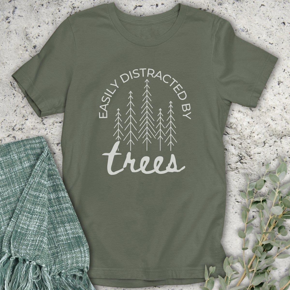 Stepping Green T-Shirt Distracted by Trees T-Shirt