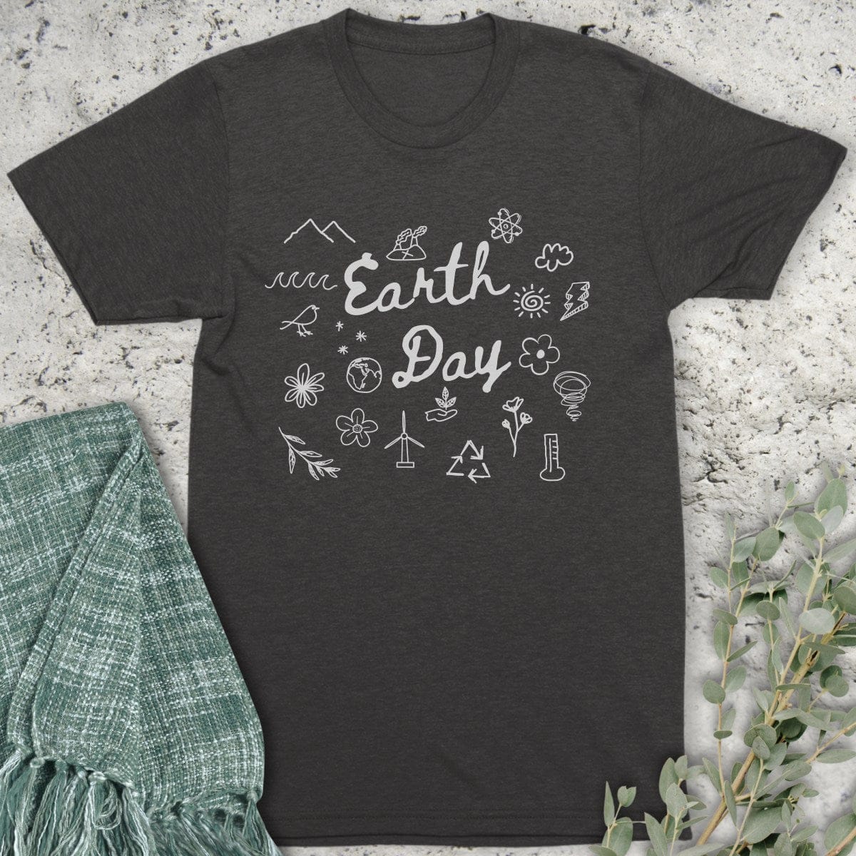 Stepping Green T-Shirt Doodle Earth Day Organic T-Shirt