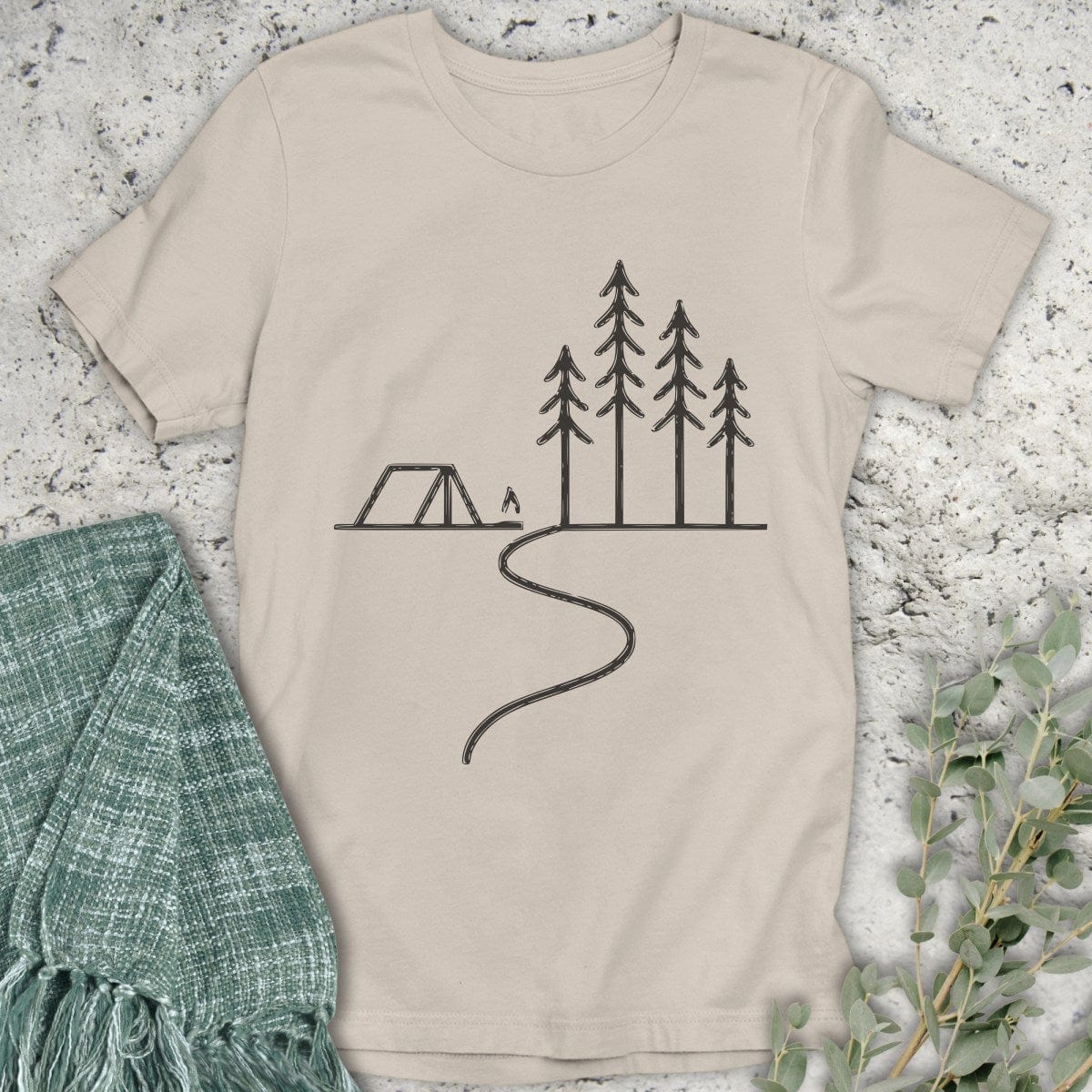 Stepping Green T-Shirt Drawn Tent T-Shirt