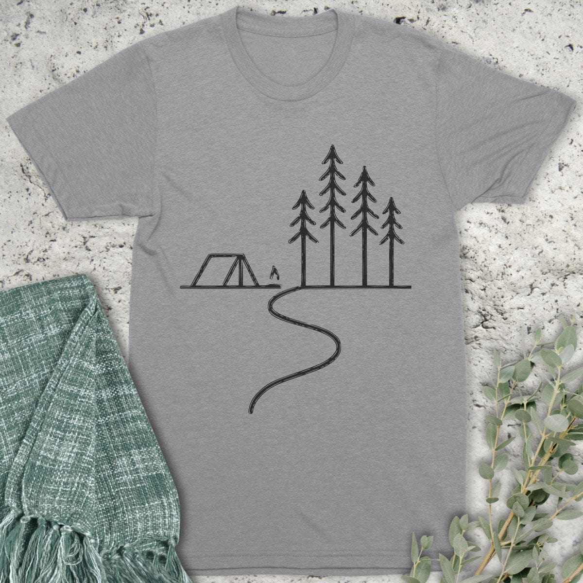 Stepping Green T-Shirt Drawn Tent T-Shirt