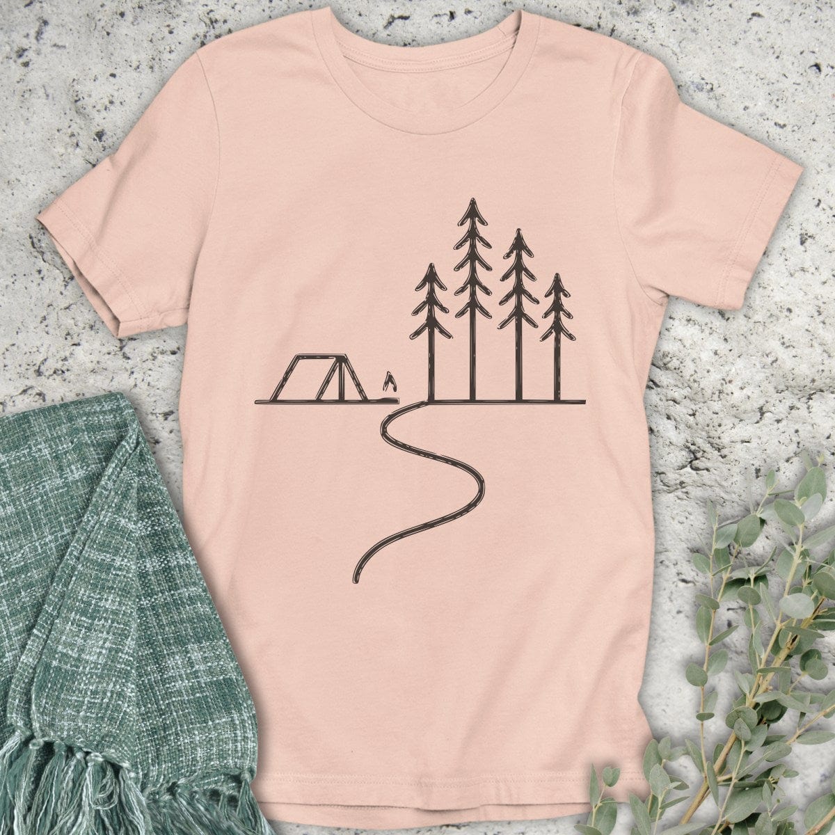 Stepping Green T-Shirt Drawn Tent T-Shirt
