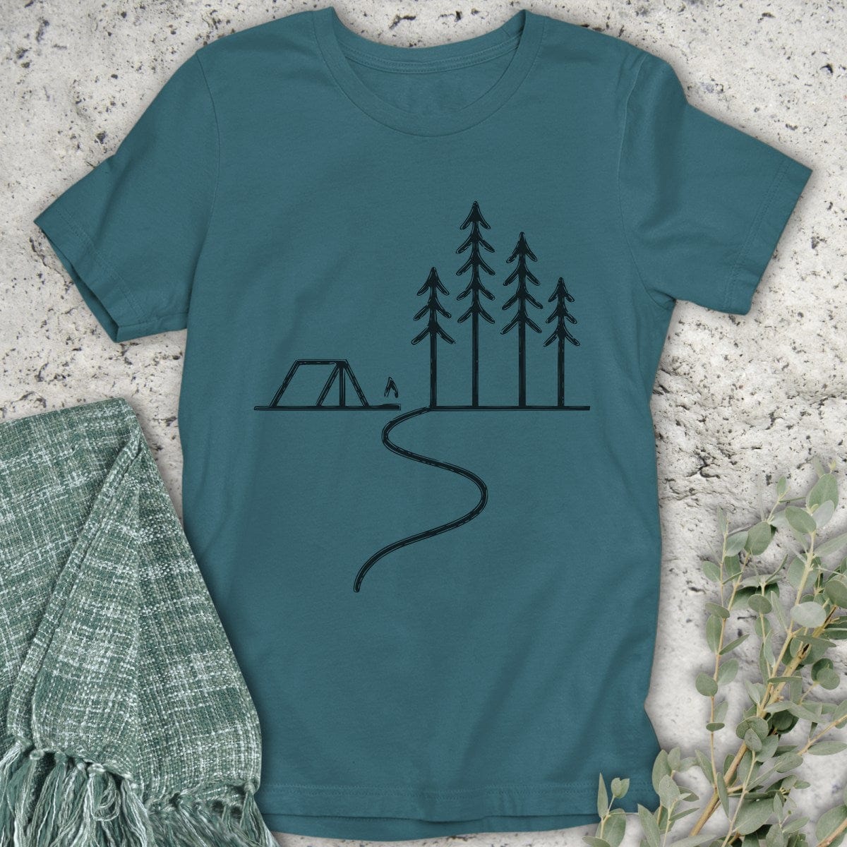 Stepping Green T-Shirt Drawn Tent T-Shirt