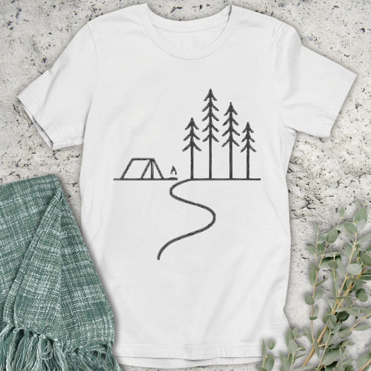 Stepping Green T-Shirt Drawn Tent T-Shirt