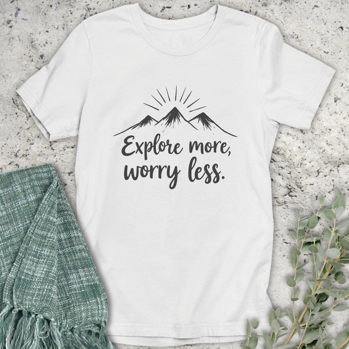 Stepping Green T-Shirt Explore More Worry Less T-Shirt