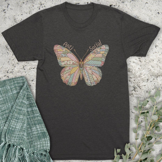 Stepping Green T-Shirt Faux Patchwork Butterfly T-Shirt
