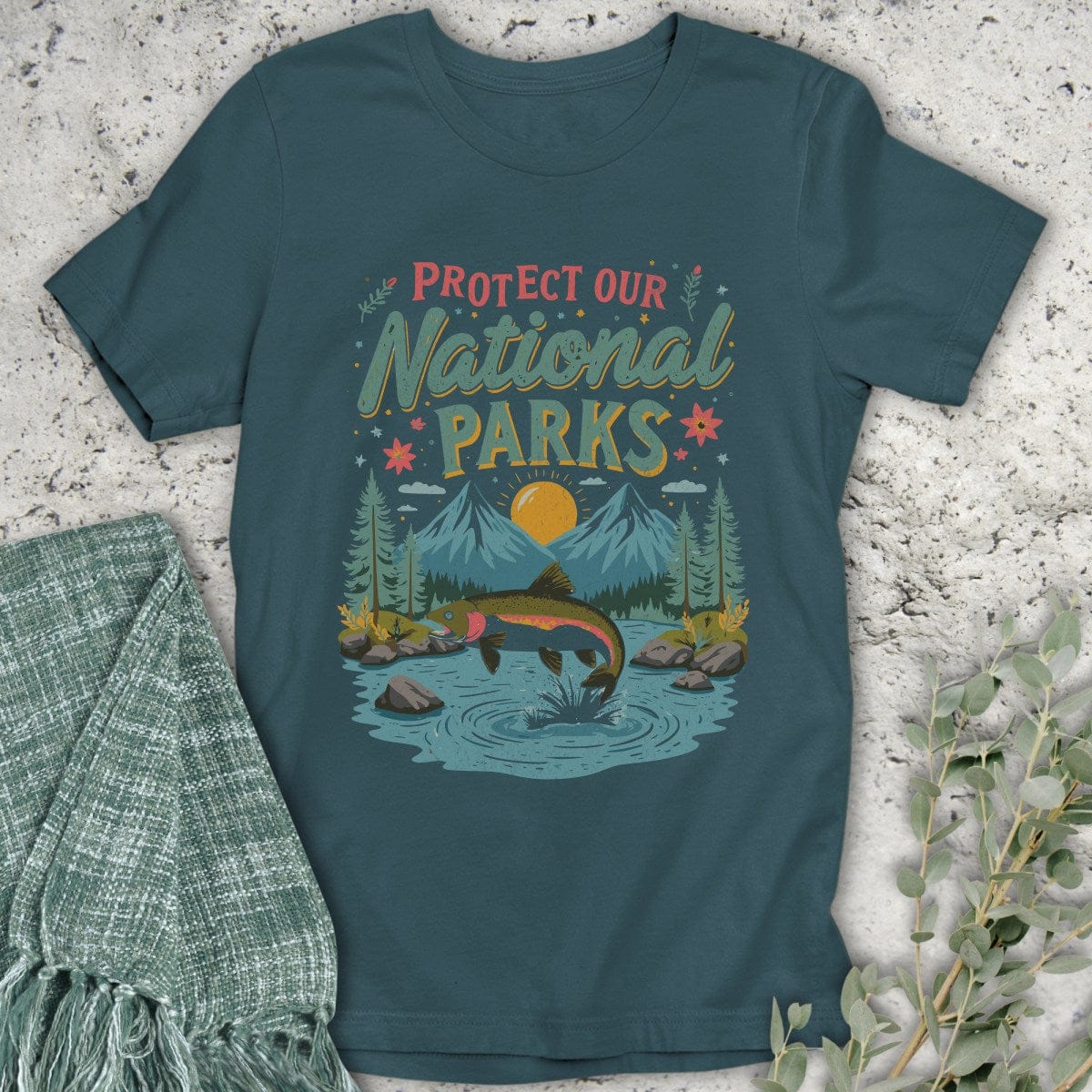 Stepping Green T-Shirt Fish Protect National Parks Organic T-Shirt