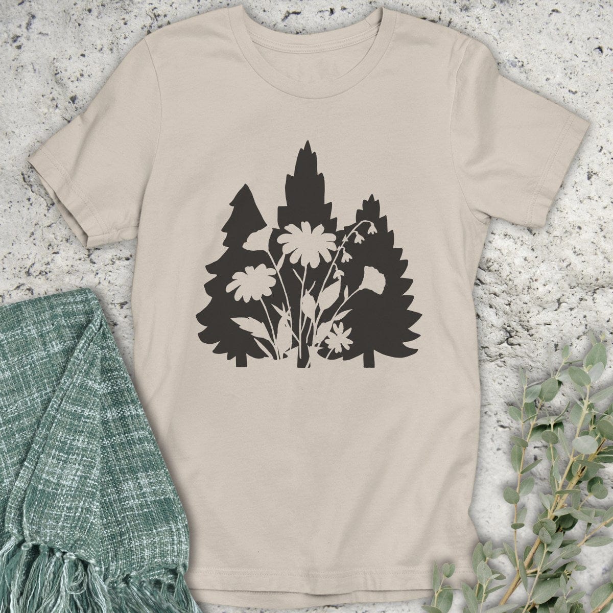 Stepping Green T-Shirt Flower Trees T-Shirt