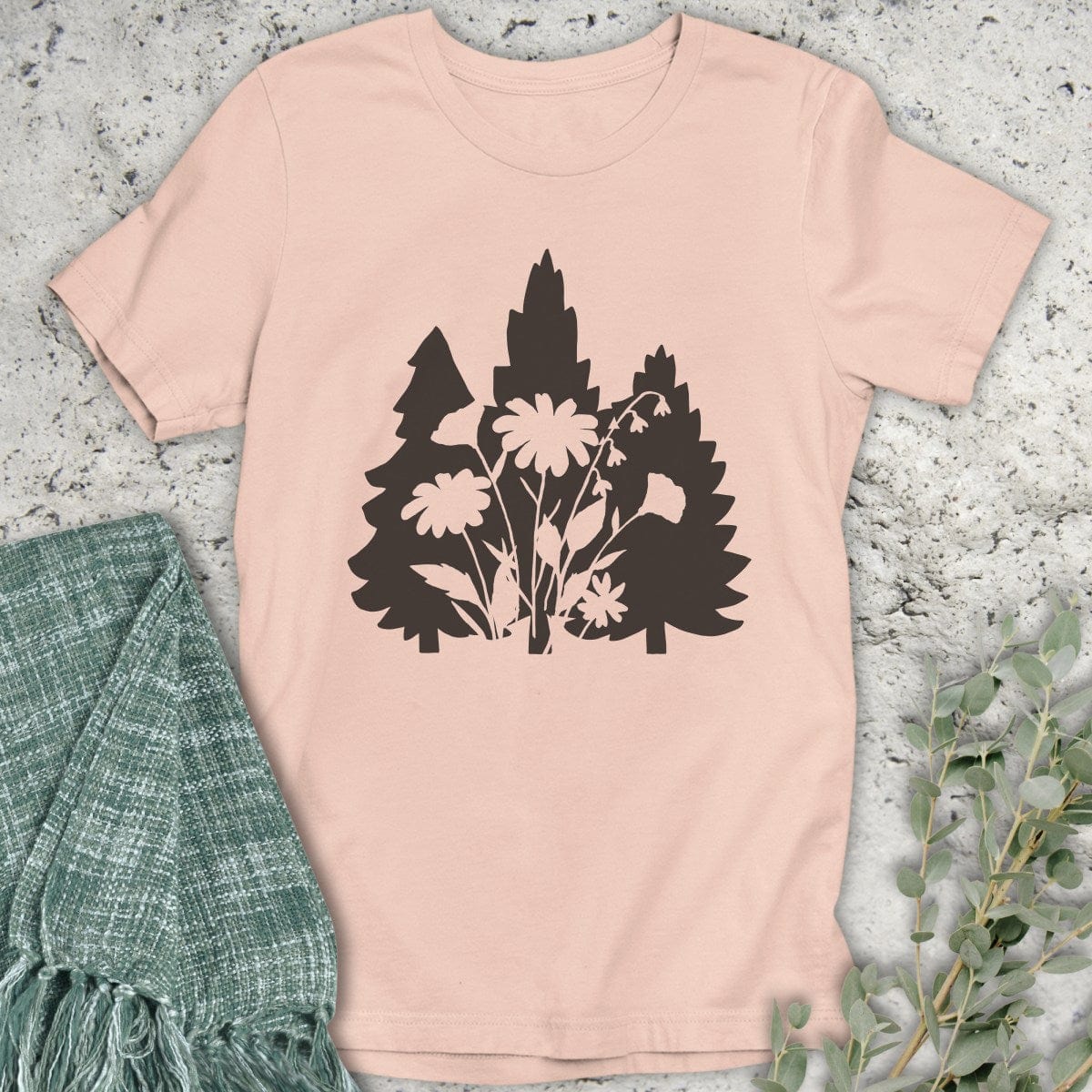 Stepping Green T-Shirt Flower Trees T-Shirt