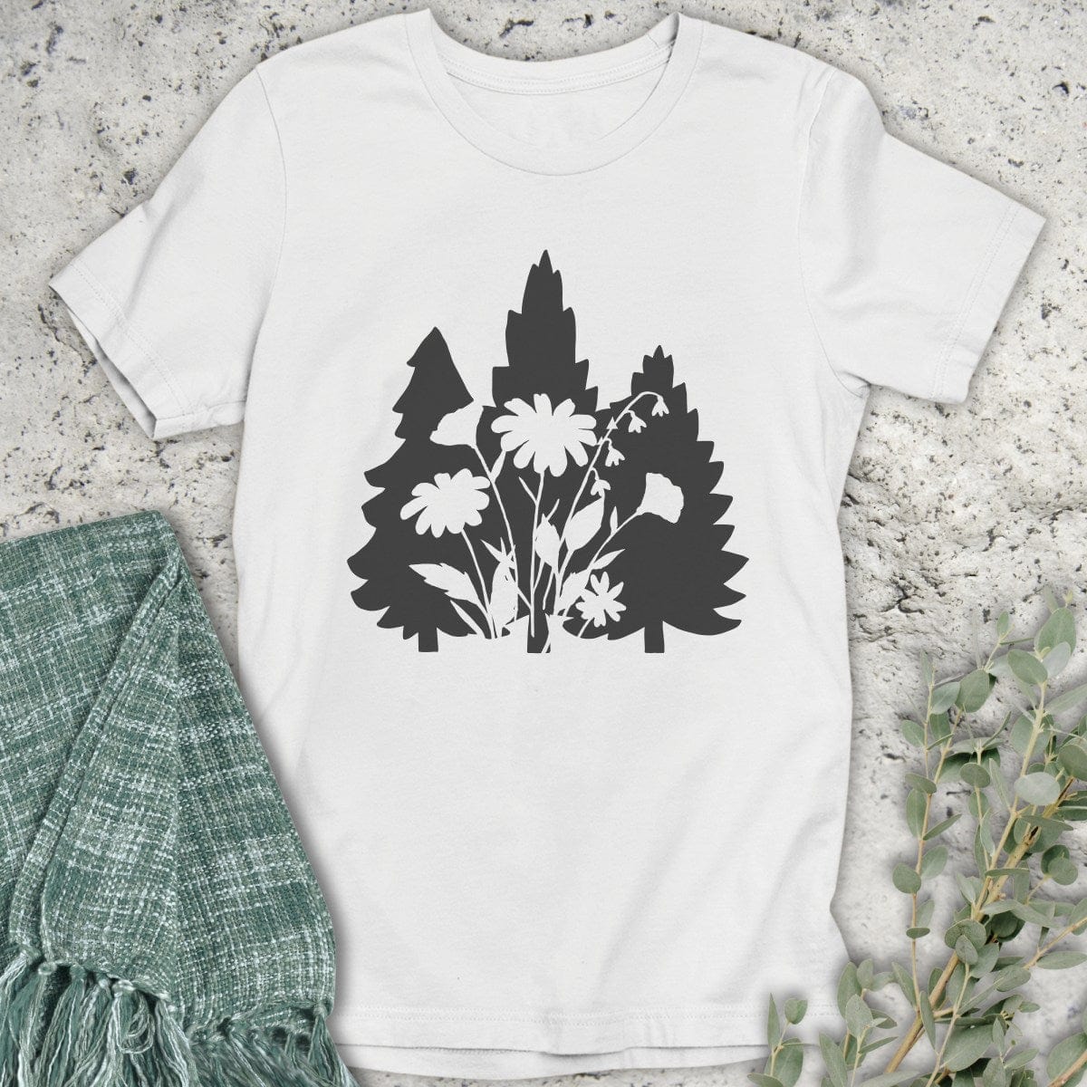 Stepping Green T-Shirt Flower Trees T-Shirt