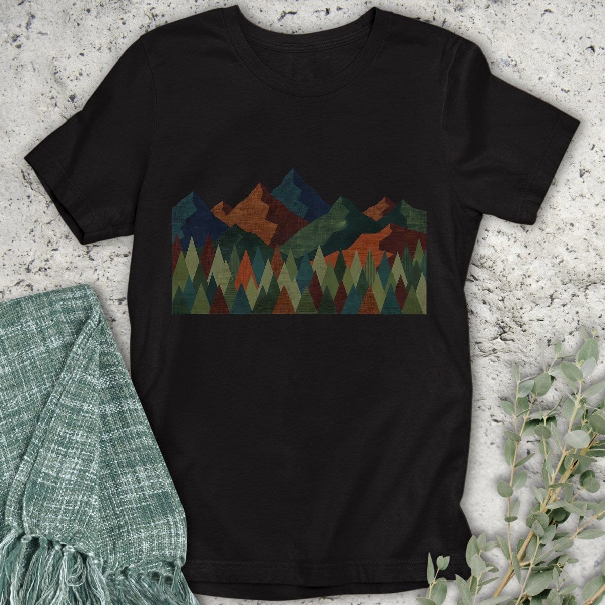 Stepping Green T-Shirt Geometric Mountain T-Shirt