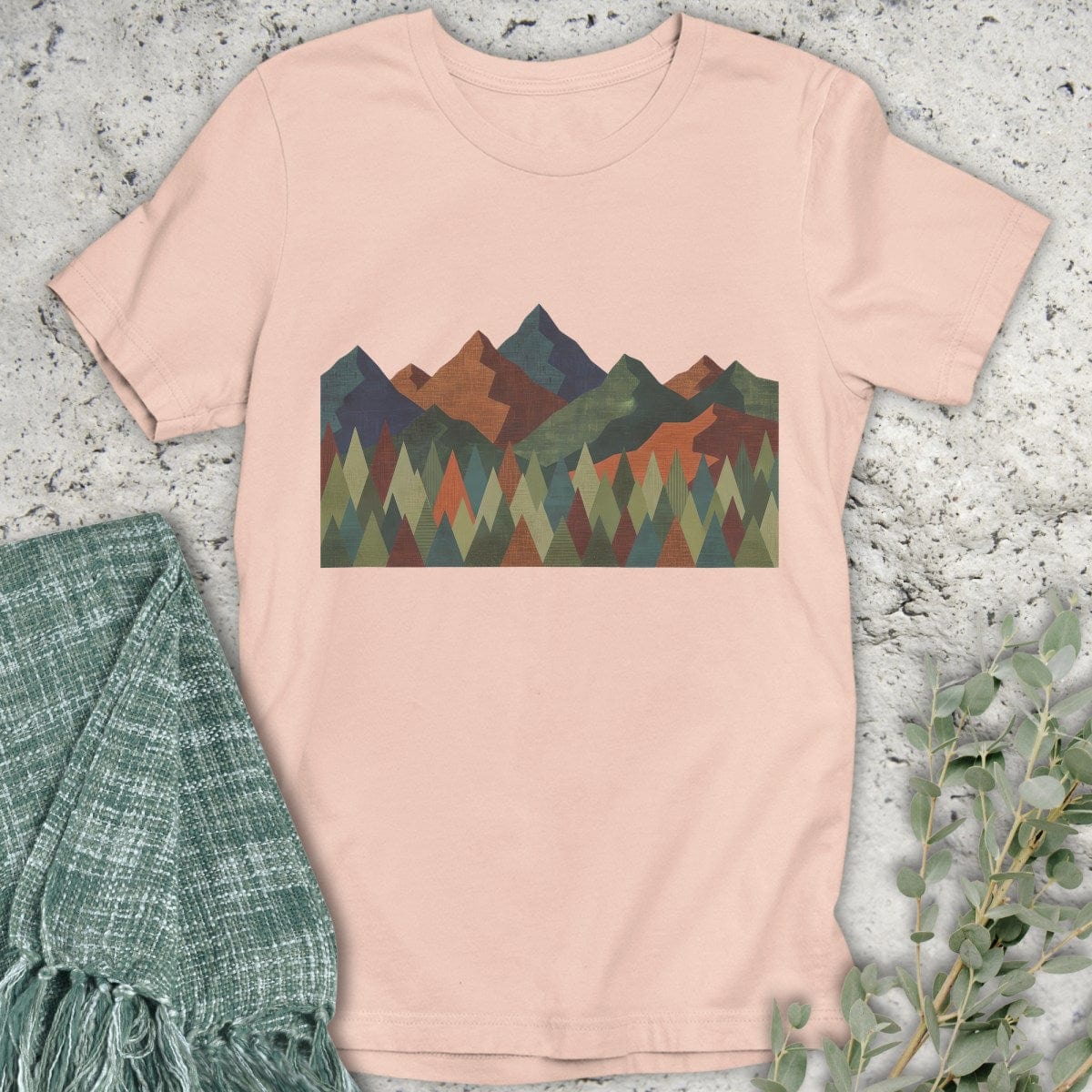 Stepping Green T-Shirt Geometric Mountain T-Shirt