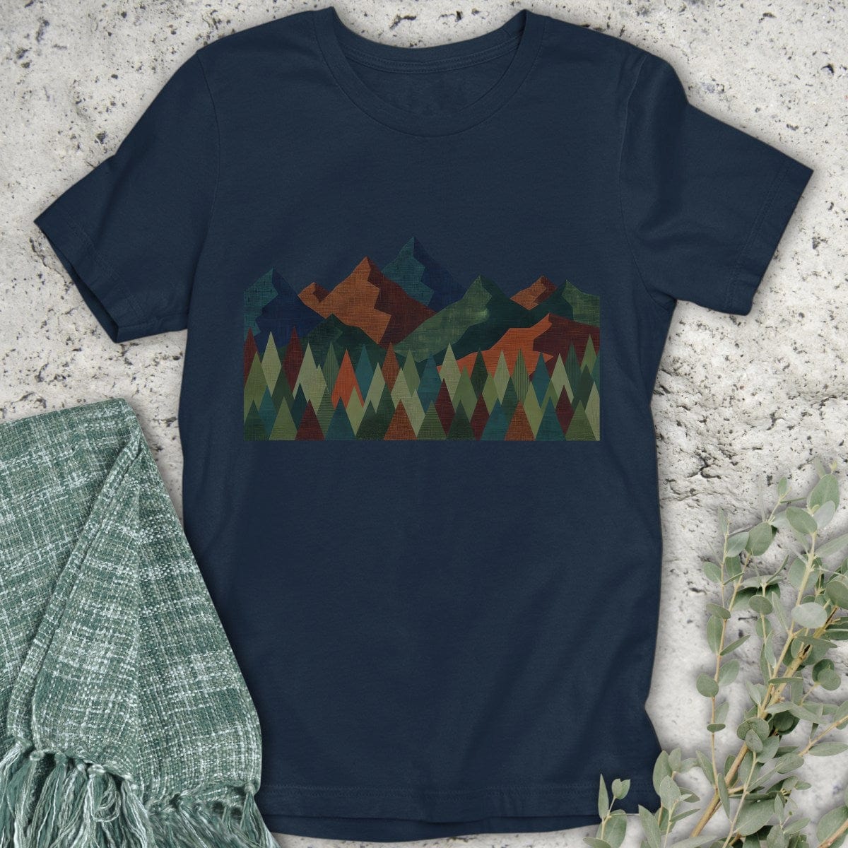 Stepping Green T-Shirt Geometric Mountain T-Shirt