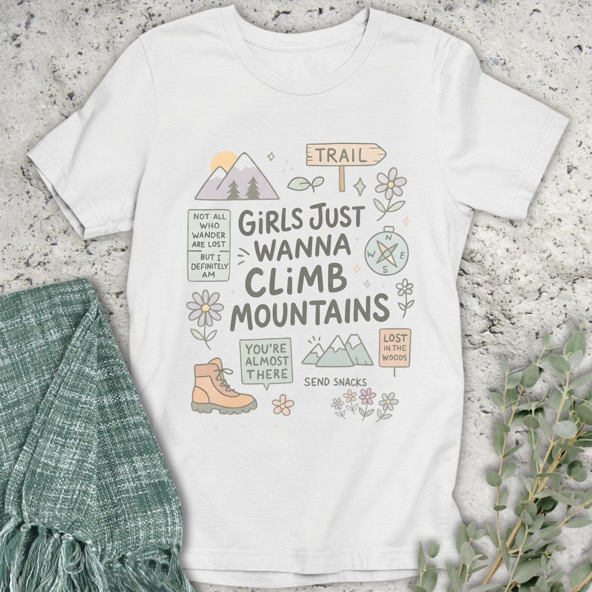 Stepping Green T-Shirt Girls Climb Doodle T-Shirt
